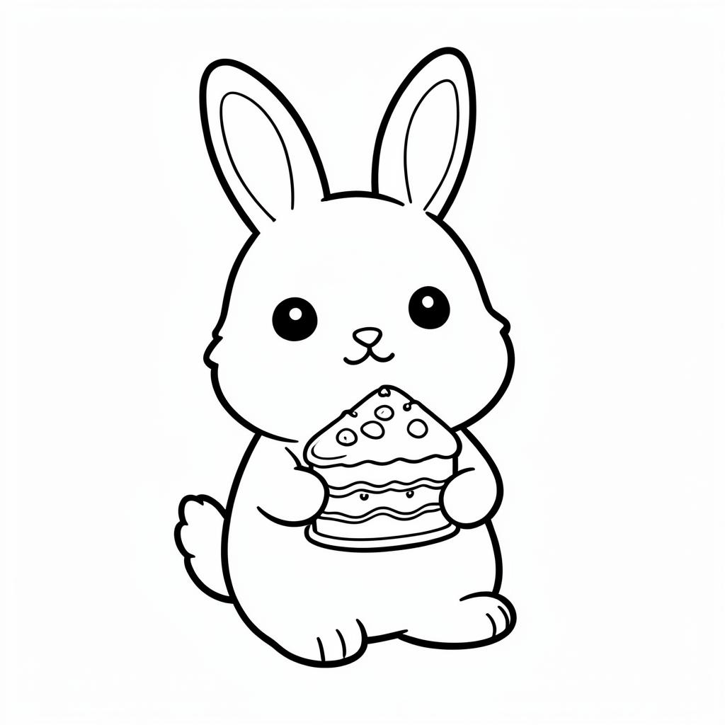 Bunny & Carrot Cake coloring page