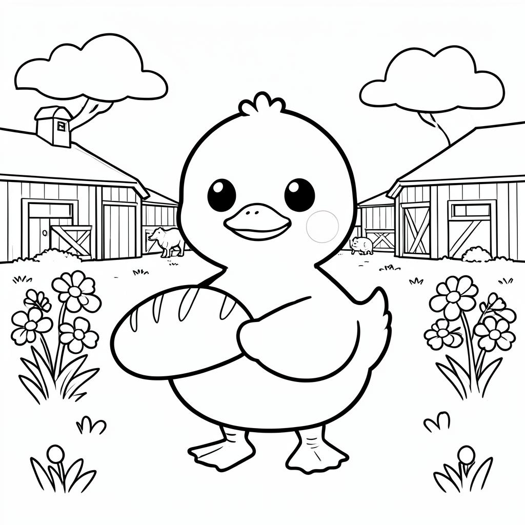 Duck & Bread coloring page